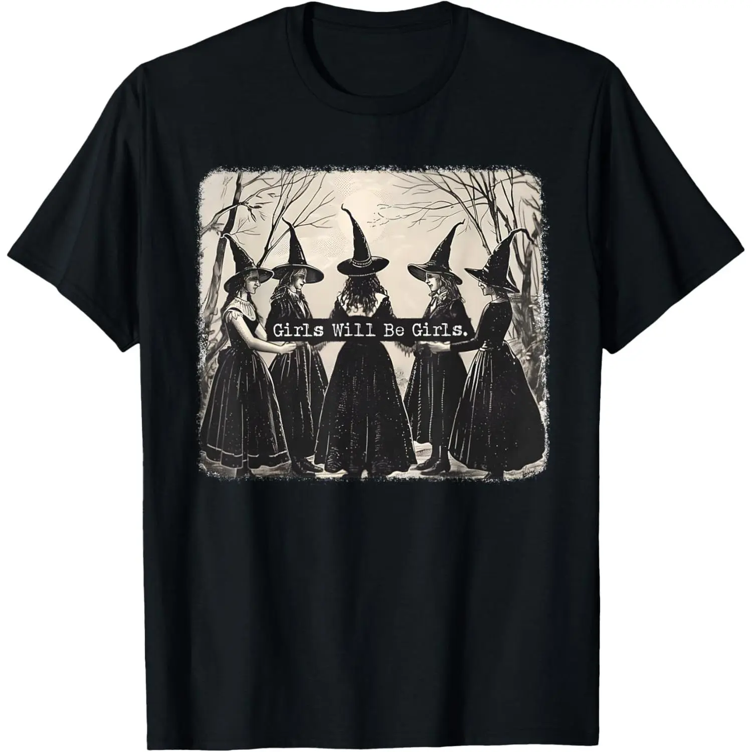 Women's Witchy Graphic T-Shirt, Oversized Heavyweight Cotton Short Sleeve Streetwear Tee for Casual Wear, Shortsleeve, Piece, Fabric, Fit, Thanksgiving, Easter, Valentines Day, Digital Print, Machine Washable, Comfortable, Breathable, Tshirt, Everyday, Je
