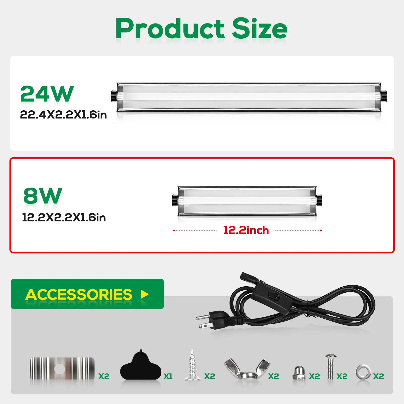 T5 Reptile Light Fixture Combo Kit 24W Light Fixture Reptile Terrarium Hood 10.0 UVB Light Bulb dimmable Fluorescent Tube Ideal for Tropical and Deserts Such as Bearded Dragon Lizards and Tortoises