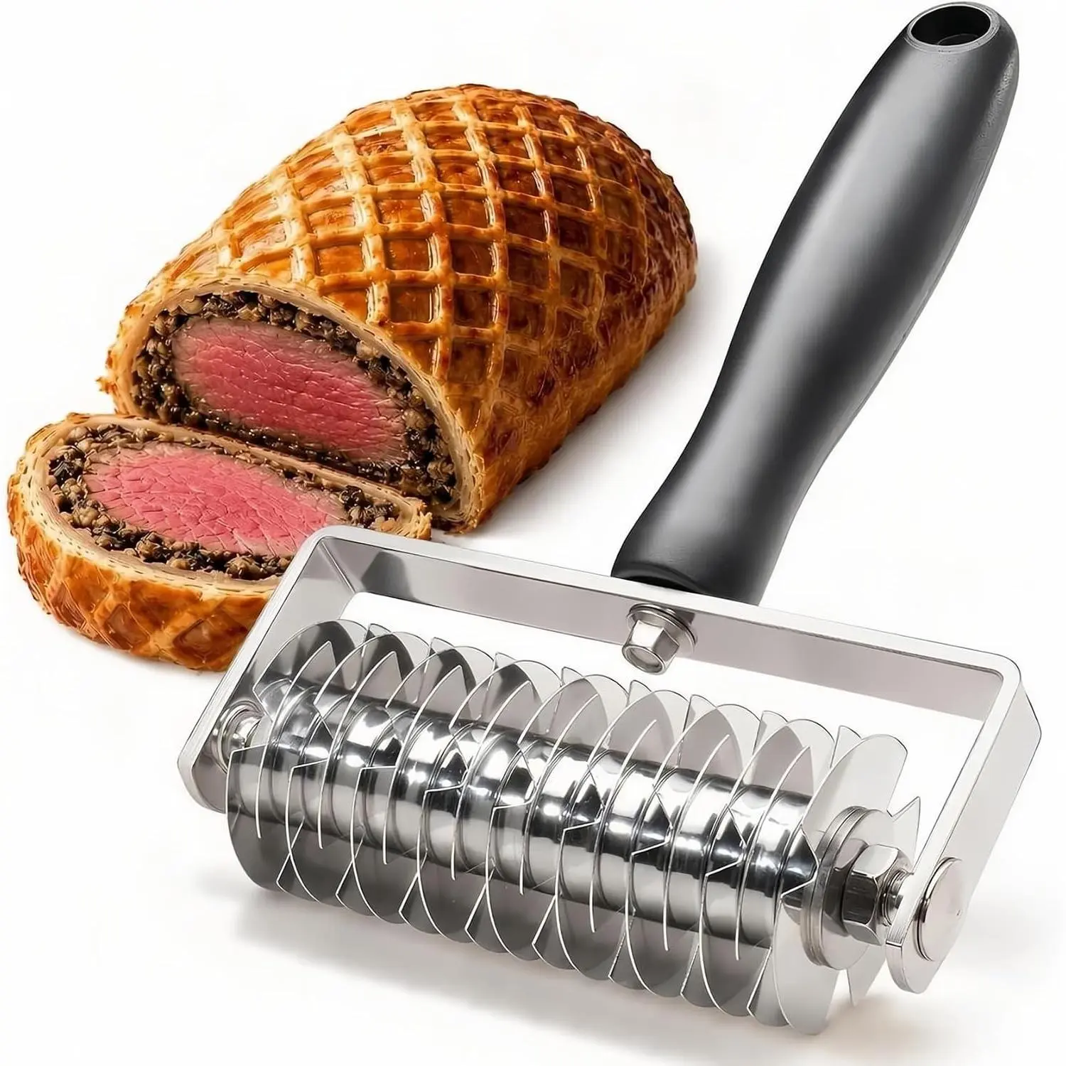 Pastry Lattice Roller Cutter - Stainless Steel Professional Dough Lattice Top Pie Pizza Bread Pastry Crust Lattice Roller Cutter