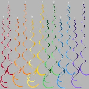 36 Pcs Rainbow Hanging Swirl Decorations, Colorful Felt Spiral Ceiling Streamer Garland for Birthday Wedding Bridal Shower Baby Shower Carnival Fiesta Festival Party Supplies
