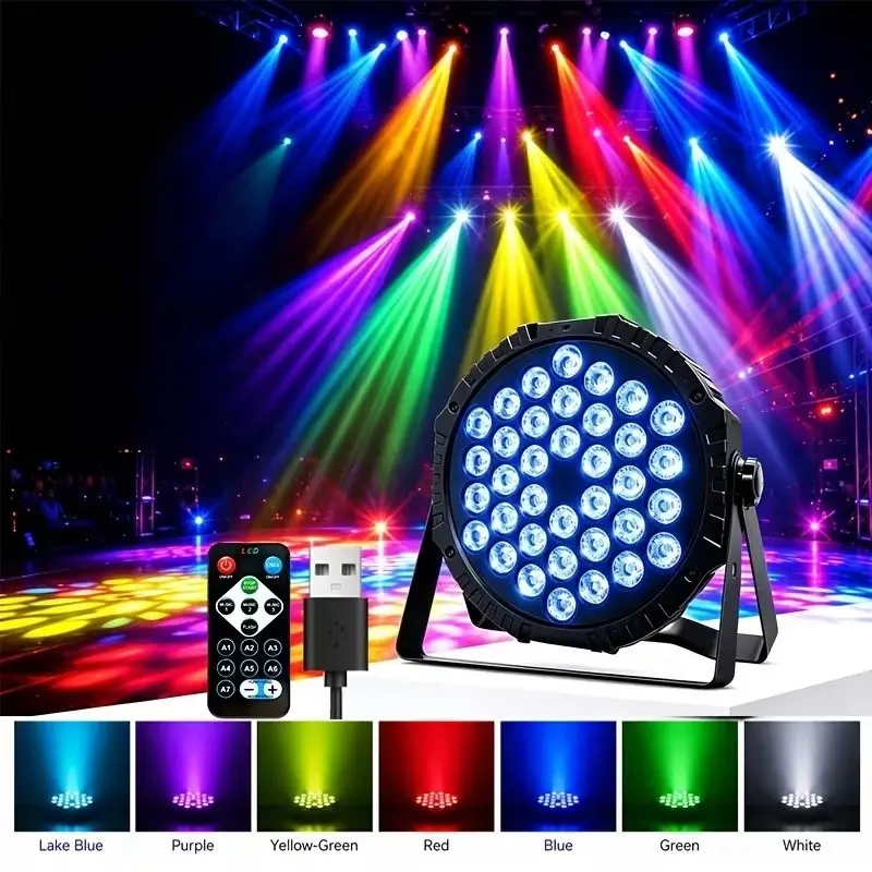 LED Stage Light Dj Party Lamp, USB Portable Disco Light, 36 LED RGB Remote Control, Indoor Event Birthday Wedding Decorations