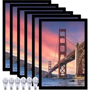 6 Pack 8x12 Black Picture Frames for 8x12 Photos, Canvas Collage, Posters, Certificates, High Transparent, Horizontal/Vertical Hanging for Wall Gallery Display