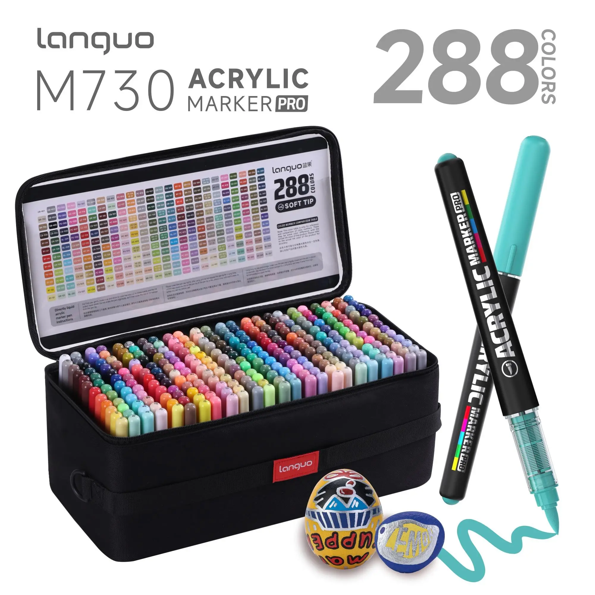 Blue Fruit 288 Colors Liquid Core Marker Pens, Large Capacity Art Drawing Ceramics Graffiti Paint Brushes, Non-Disposable Creative Tools, Art Drawing Supplies