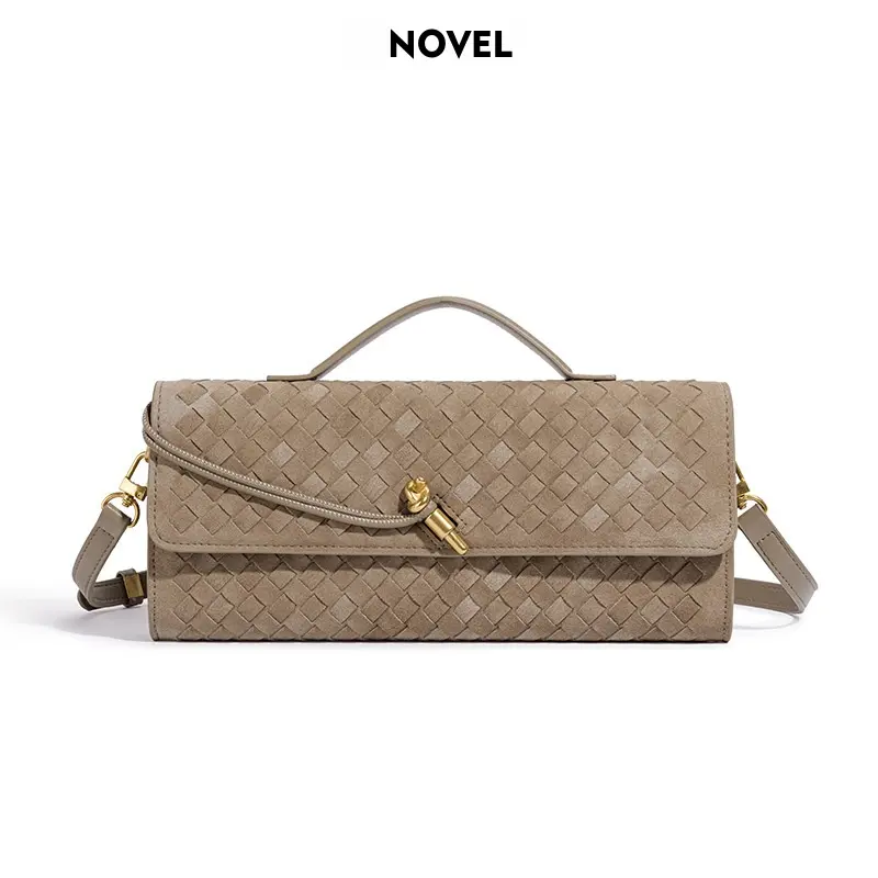 NOVEL Hot-Selling Vintage Baguette Clutch Elegant Evening Shoulder Bag Matte Suede Square Crossbody Bag for Women