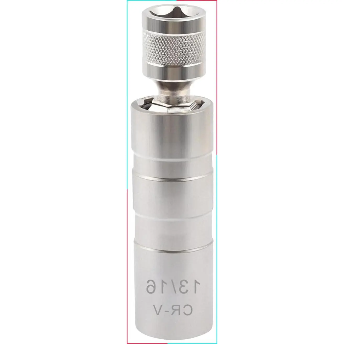 13/16 Inch Thin Wall Magnetic Spark Plug Socket Set with 3/8 Inch Drive 12 Point Swivel Universal Joint Removal Tool