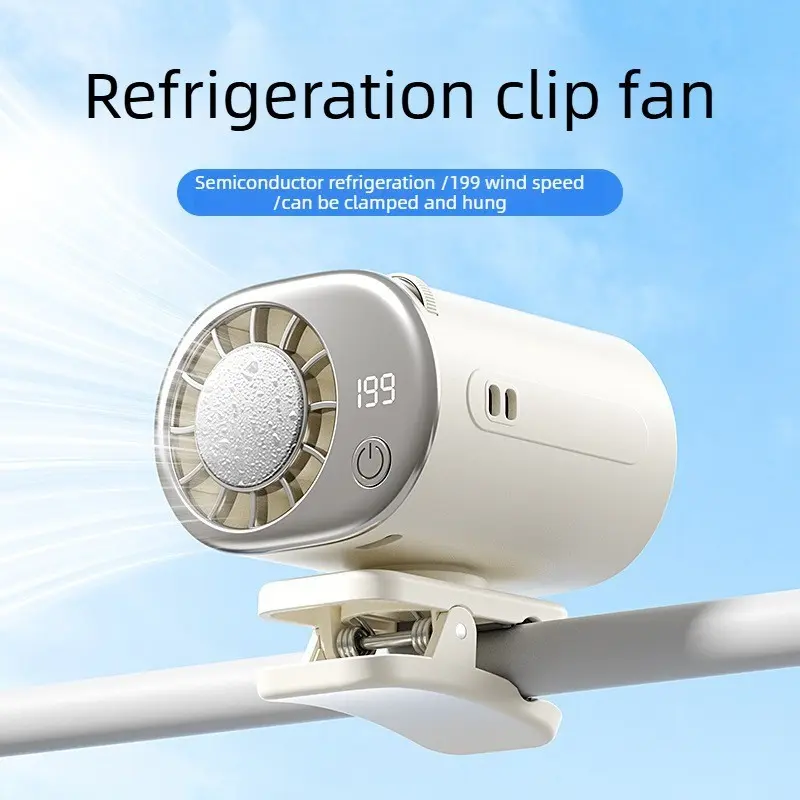 199 Speeds Portable Clip Fan with LED Display, 360° Rotatable USB Rechargeable Fan, Energy Efficient, Clip on Umbrella Backpack Bike Waistband for Outdoor Summer Travel