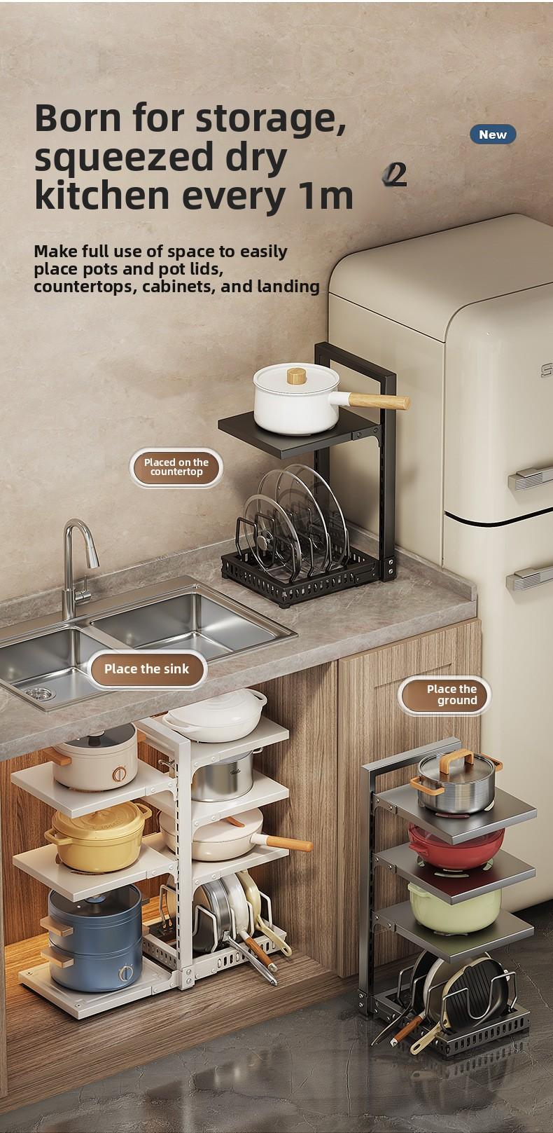 Household goods kitchen multi-functional 7-layer shelves, 304 carbon steel material, rust-proof, load-bearing strong shelves