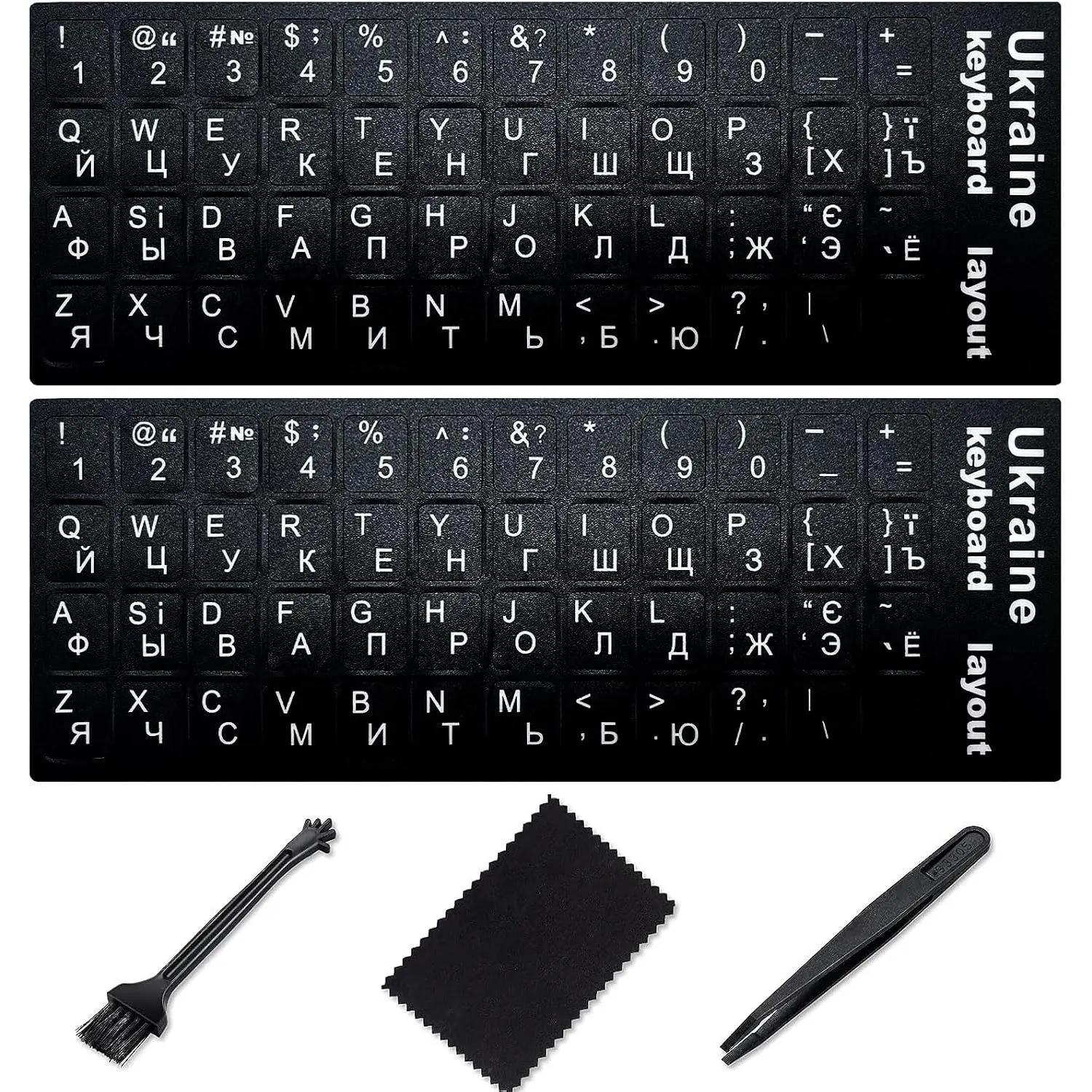 Ukrainian Keyboard Stickers[5 in 1],Ukraine Keyboard Sticker with White Letter/Black Background,Matte Vinyl Russian Belarus Keyboard Sticker for  Laptop Notebook Desktop