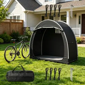 6.8*2.6FT Waterproof Arc Bike Storage Shed with Vent Window, 210D Silver Coated Oxford Outdoor Storage Tent for Bikes Garden Tools Motorcycle Patio Storage