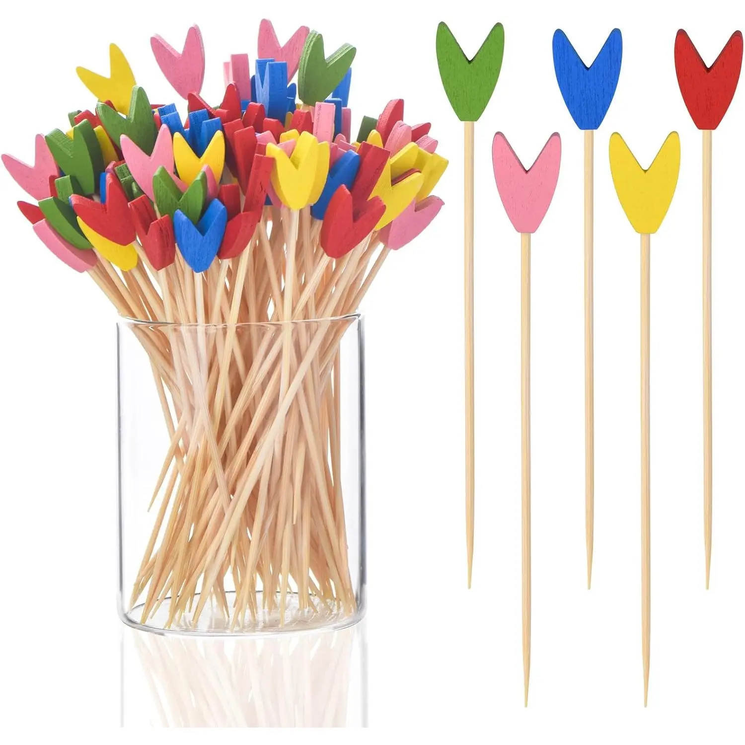 100 Pack  Toothpicks for Appetizers, 4.7 Inch    Picks for Cake Dessert  Picks Wedding Birthday Party Decoration