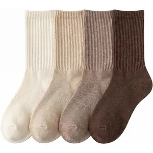 4 Pairs Women Lightweight Crew Socks, Breathable Cotton Hand-Linked Smooth Toe, Soft, Comfortable, Durable, Size 5-10