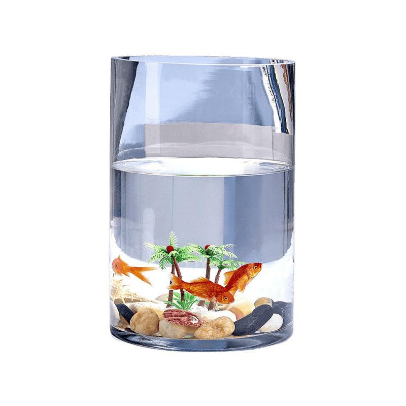Ultra Clear Thickened Glass Cylindrical Fish Tank Living Room Home Floor Standing Vase Round Hydroponic Straight Tube