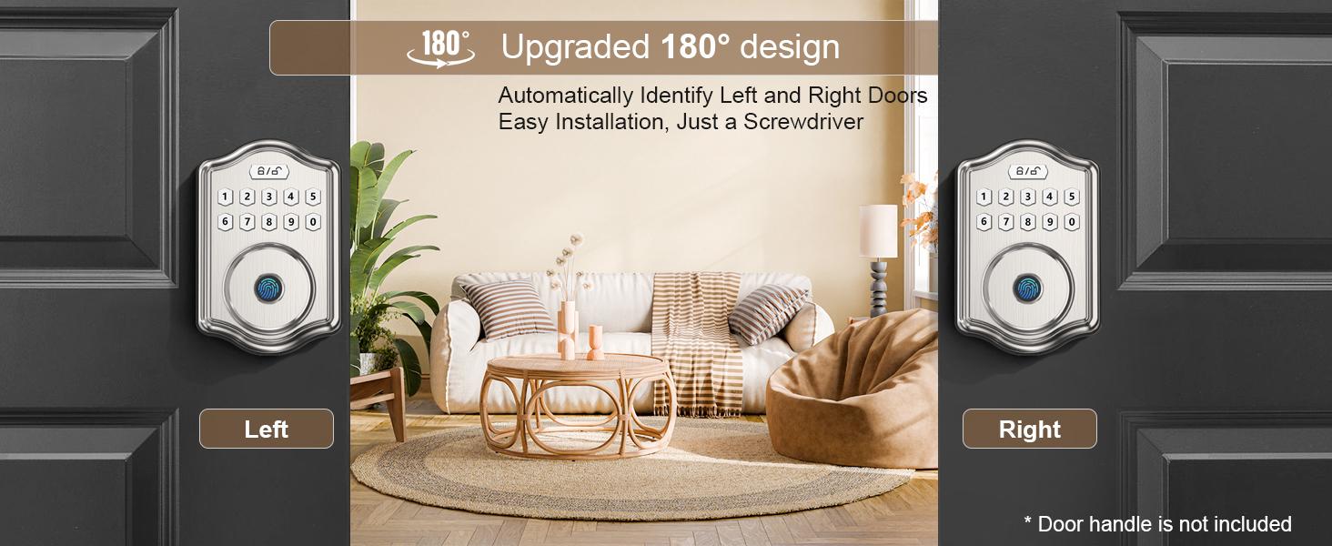 52HZ Fingerprint Door Lock, Keyless Entry Door Lock with Code, Voice Guidance Keypad Deadbolt Locks for Front Door, Anti-Peeping Password, Auto Lock, Easy to Install, Satin Nickel