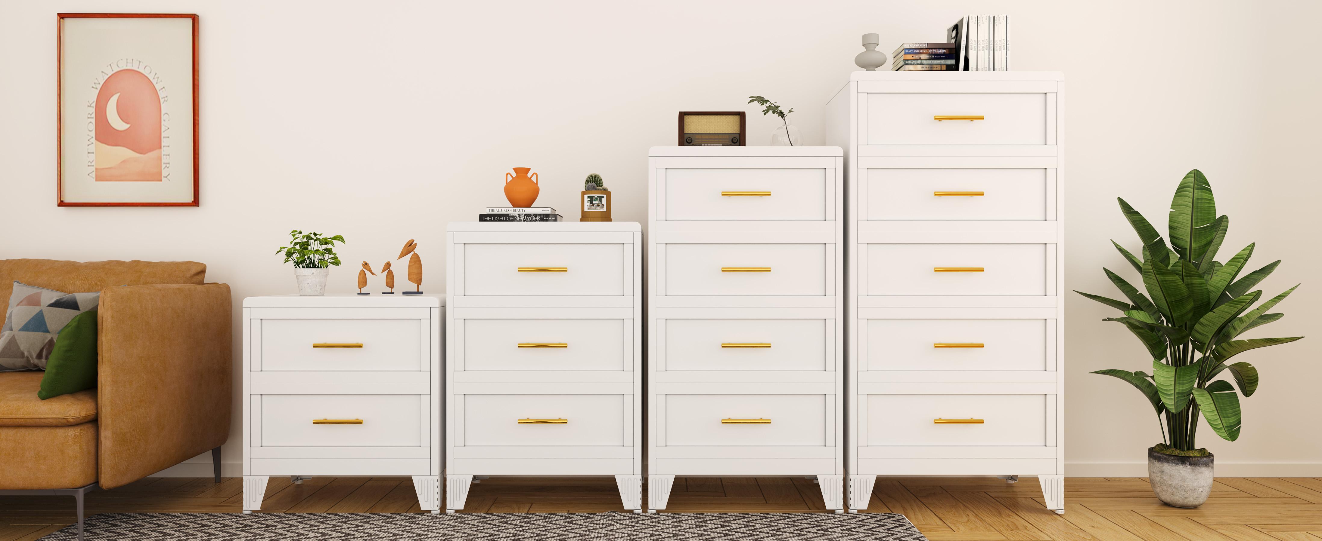 Metal Dresser Tall Narrow Dresser for Bedroom Chest, 53.46" H Drawer Chest, Closet Dressers & Chests of Drawers for Living Room, Hallway (5 Drawers White 24inch Wide)
