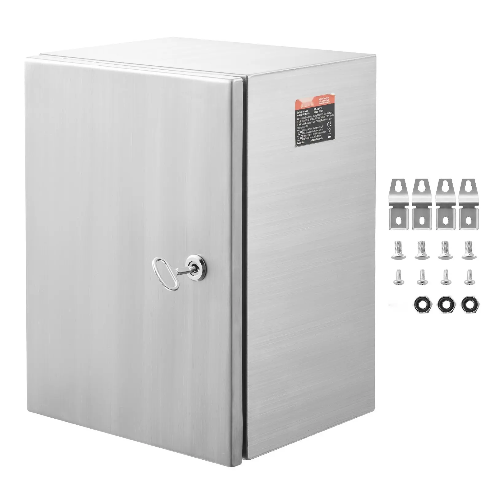 Steel Electrical Enclosure Box 24 x 20 x 8 Inches, 304 Stainless Steel Outdoor Wall-Mount Electrical Enclosure with Hinges, Mounting Plate, Lock, and IP66 Waterproof Protection for Industrial Electronics