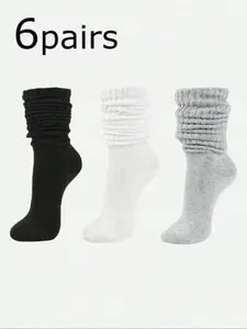 Youth Crew Socks, Comfortable Loose-Fit Long Tube Socks, Plain Color Stack Socks, Casual Knitted Split Socks, All-Season Wear, Casual Stylish Socks