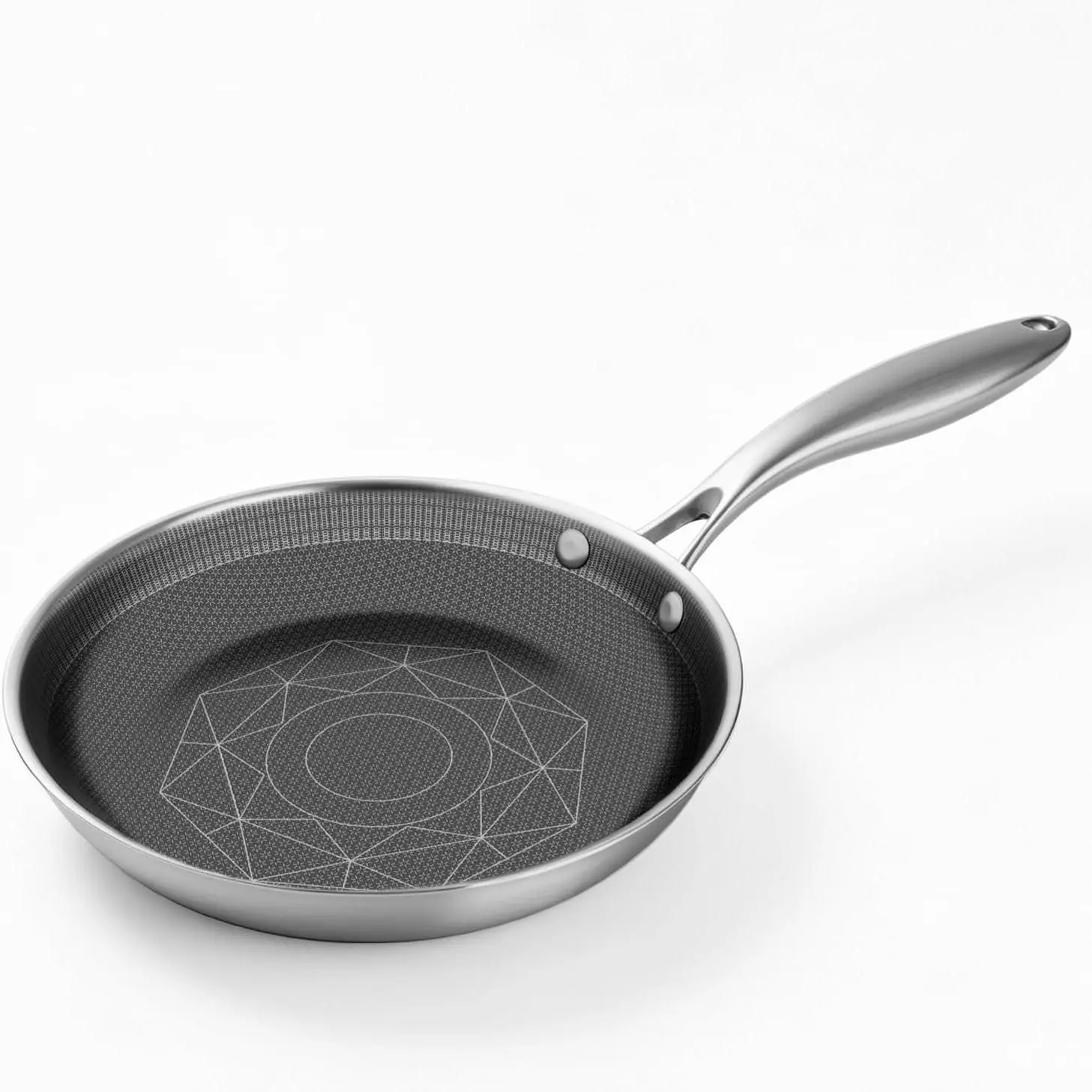8-Inch Stainless Steel Pan, Hybrid Nonstick Frying Pan – 3-Ply Clad Cookware,  & , Dishwasher & Oven Safe, Stay-Cool Handle, Induction Compatible – Metal Utensil Safe