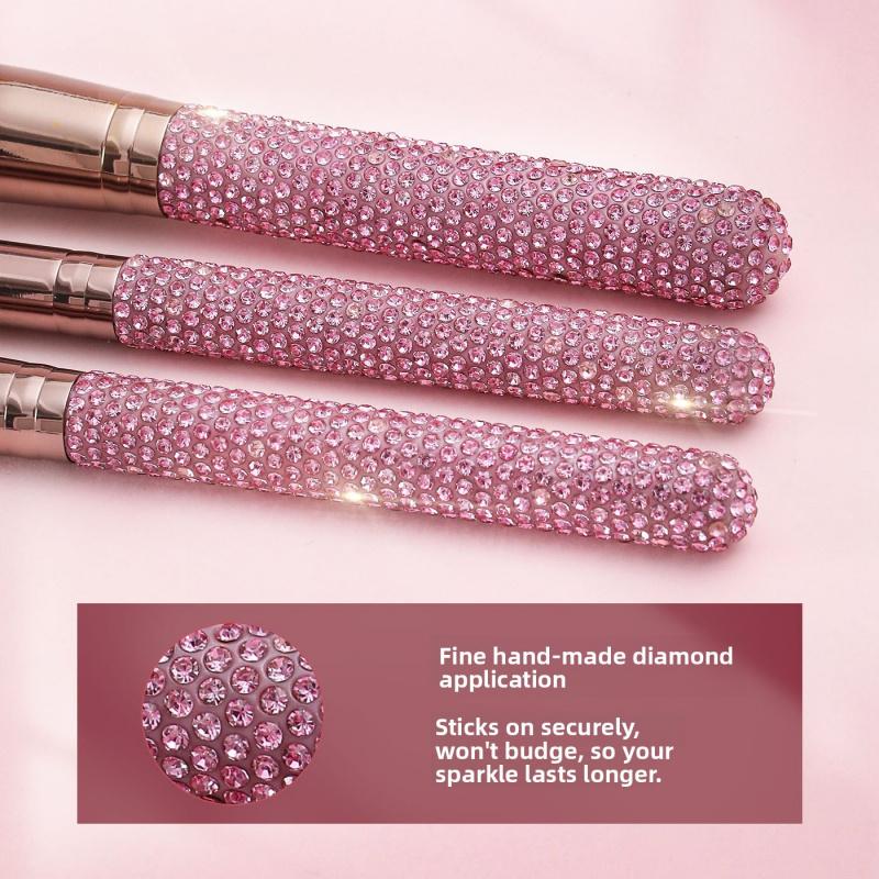 JOS 28-Piece Diamond Encrusted Makeup Brush Set for Women - Pink Glitter Brushes, Hand Bowl, Lash Tools, Full Beauty Kit for Flawless Looks, Luxurious Series, Nylon Bristles eyebrow  pluck birthday idea micro applicator brush dramatic metal curle fir get