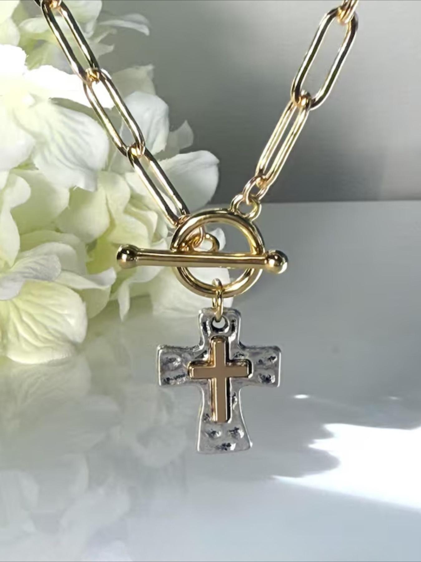 Vintage  Cross Pendant Necklace, Dainty Cross Necklace, Fashion Jewelry for Party, Daily Clothing Decor, Trendy All-match & Exquisite Jewelry for Birthday Gift