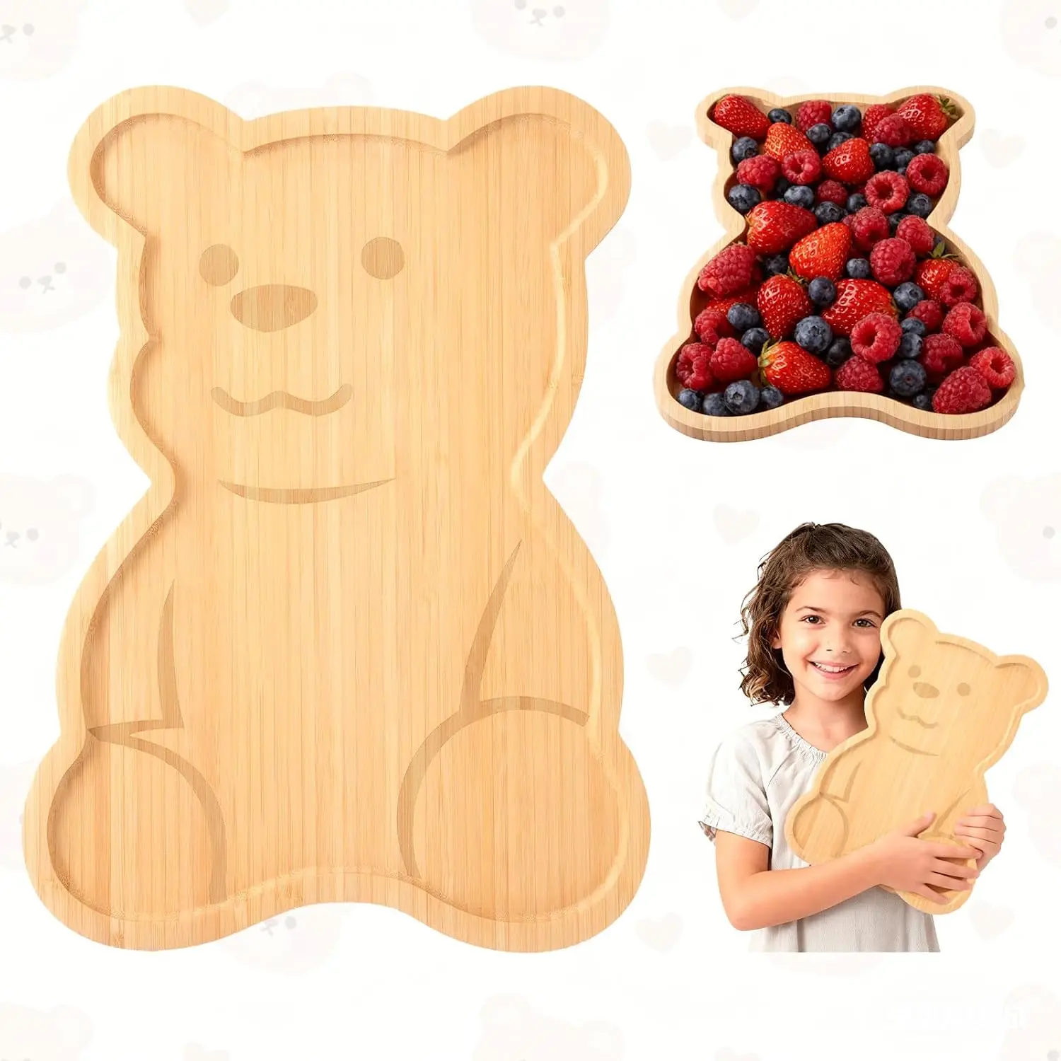 Party Decorations Wooden  Charcuterie Board, Teddy  Serving Tray for  Shower, 1st Birthday, Woodland Theme Party, Dessert Table Decor(13"×9")