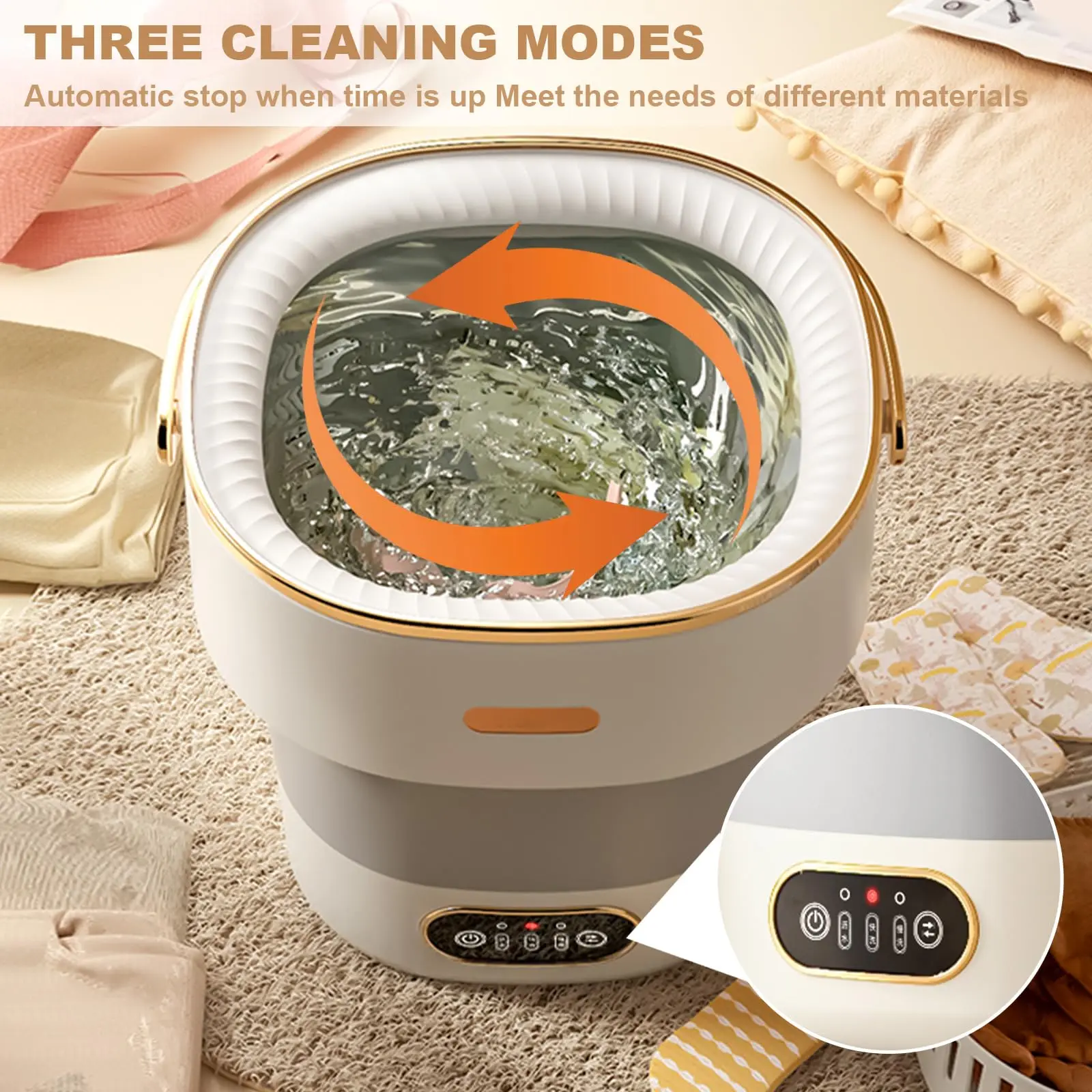 12-13L Compact Collapsible Portable Mini Washing Machine with Spin Dry Basket, Quiet Wash, Energy Efficient, Easy Drainage, Ideal for Dorm Users, Small Loads, Apartment, Baby Garments, Delicate Items