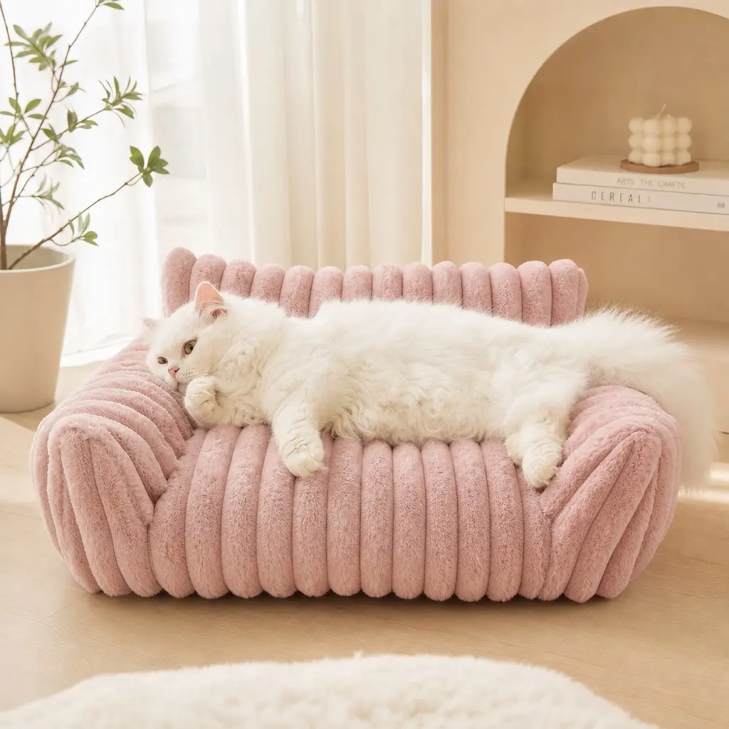 Four-Season Pet Sofa Bed, Detachable Washable, Ergonomic Design, Comfortable for Cats, Dogs, Hamsters, Ideal Resting Space