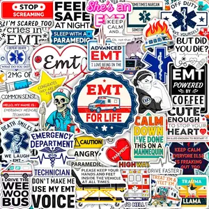 100Pcs Emergency Medical Technician Stickers for Water Bottle Funny EMT Stickers and Decals EMT Gifts Party Decorations Gift for Women & Men