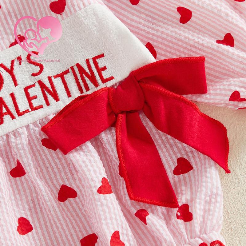(90% Cotton) GBA Infant Baby Girl Valentines Day Outfit Long Sleeve Heart Letters Bow Romper with Hairband Spring Clothes 0-18 Months