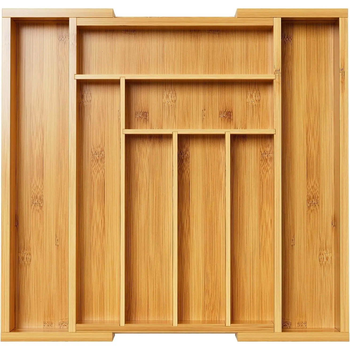 Bamboo Expandable Drawer Organizer for Utensils Holder, Adjustable Cutlery Tray, Wood Drawer Dividers Organizer for Silverware, Flatware, Knives in Kitchen, Bedroom, Living Room(M-N)
