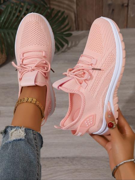 Women's Plus Size Solid Color Casual Lightweight Sneakers, Low Top Sports Shoes for Travel, Outdoor Running, Gym and Walking