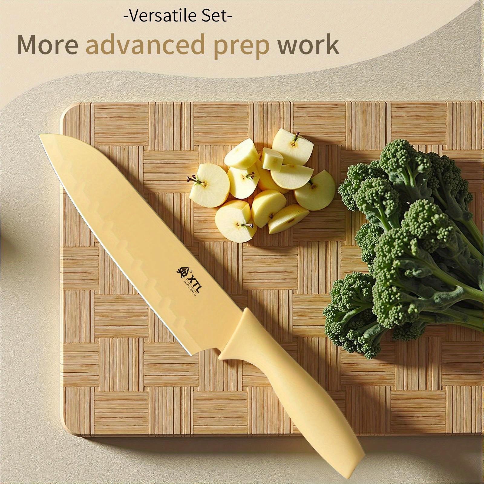 Professional 7pcs Stainless Steel Kitchen Cooking Tool Set  Chef's Knife with Silicone Handle Sharp and Durable, Rust and Stain Resistant Cooking Tools with Scissors and Peelers