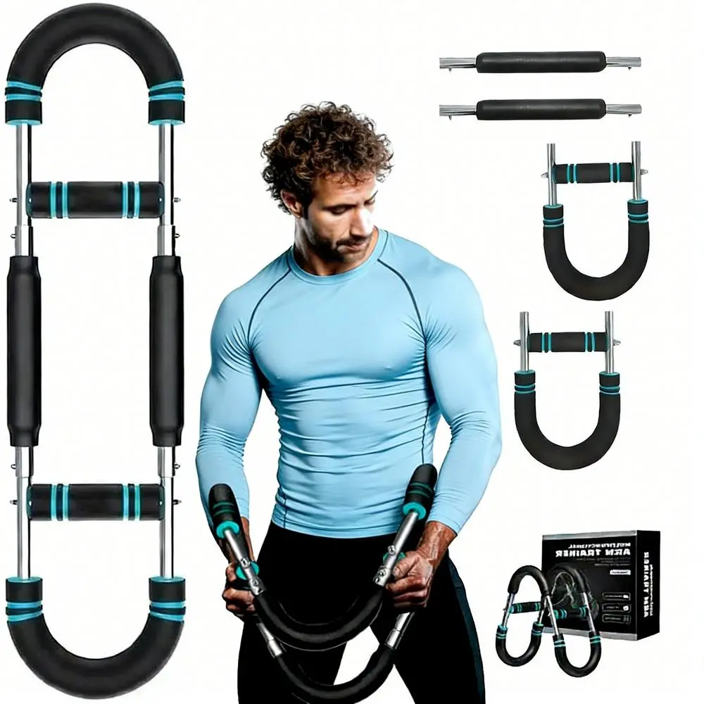 60-100lb Adjustable Power Twister Bar, Upper Body Muscle Builder Suitable for All Fitness Levels, Portable Detachable Fitness Machine, Detachable 2-Spring Twister Arm Trainer Black Edition