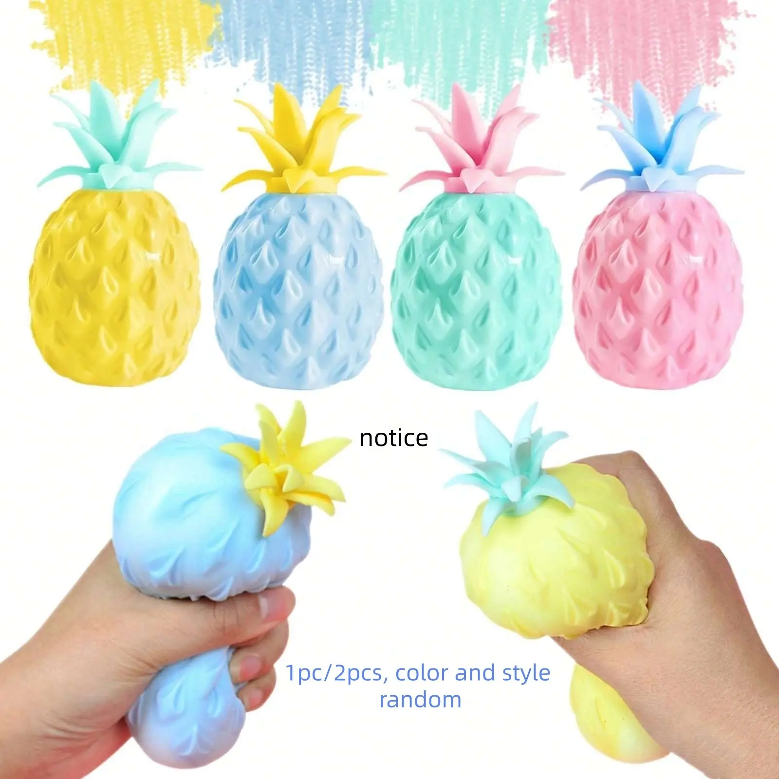 Mini Random Color Pineapple Stress Ball, Adult Sensory Toy, Squeeze Pull Stretch, Pressure Relief, Non-Toxic, Safe Play, Unisex