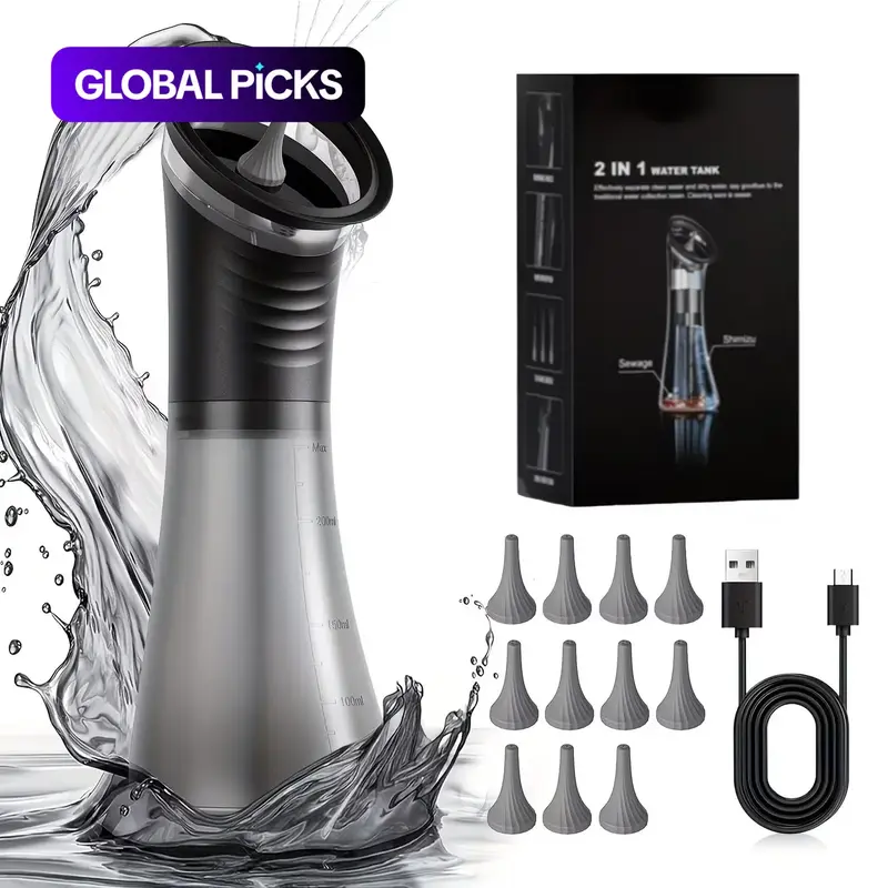Electric Earwax Removal System, Ear Wax Removal Kit, Ear Irrigation System, 3-Gear Hydraulic Ear Cleaning Set with Water Temperature Sensor, Visible Waste Bin & USB Charging #GLOBAL PICKS