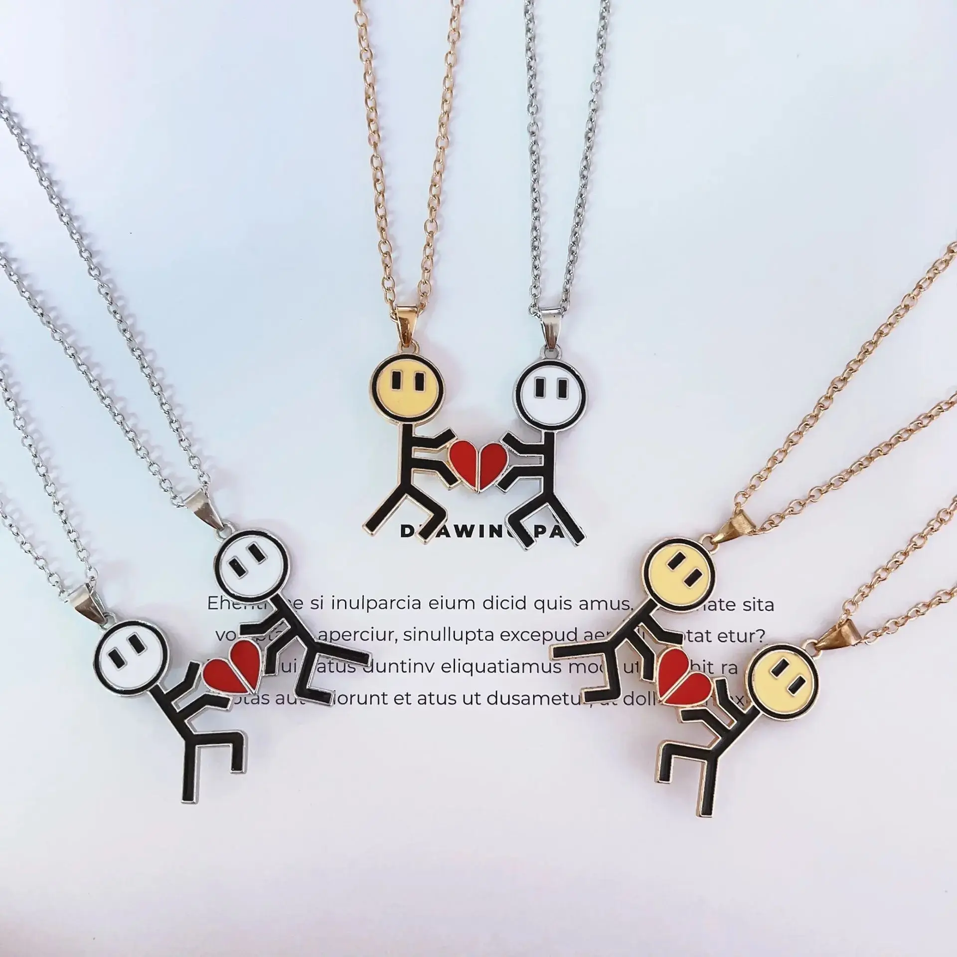 [New Product Offer] New Stickman Couple Love Magnetic Necklace for Men and Women, a pair of versatile niche clavicle chain attraction pendant gift