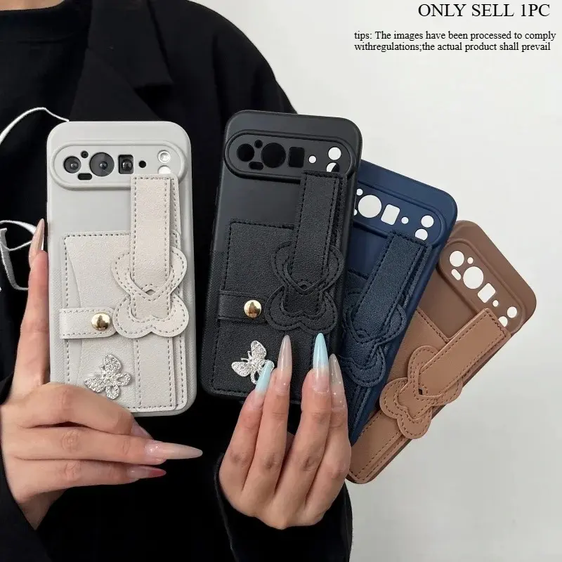 Wristband Holder Flip Wallet Bag Silicon Phone Case for Google Pixel 6 7 8 9 10 Pro 10A 9A 8A 7A 6A Pixel 9 Pro XL 5G Soft Cover Tpu Smartphone Casing