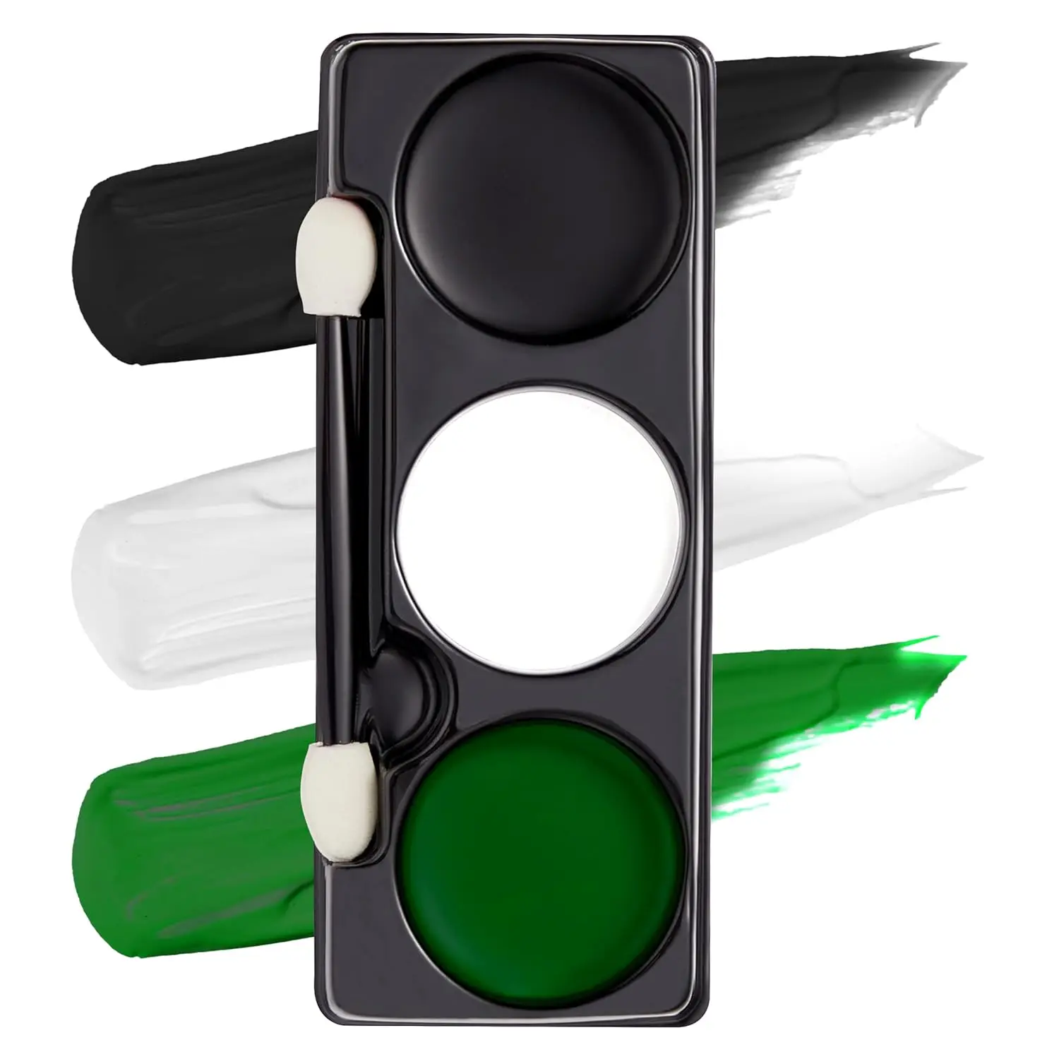 Creations 3-Color Halloween Clown Makeup Palette, 7 Oz Face & Body Paint with Brush for Zombie, Skeleton, Witch SFX Costume Cosplay Dress Up (White, Black, Green), Halloween Makeup, Cosmetic, Face Paint Palette, Halloween Cosplay