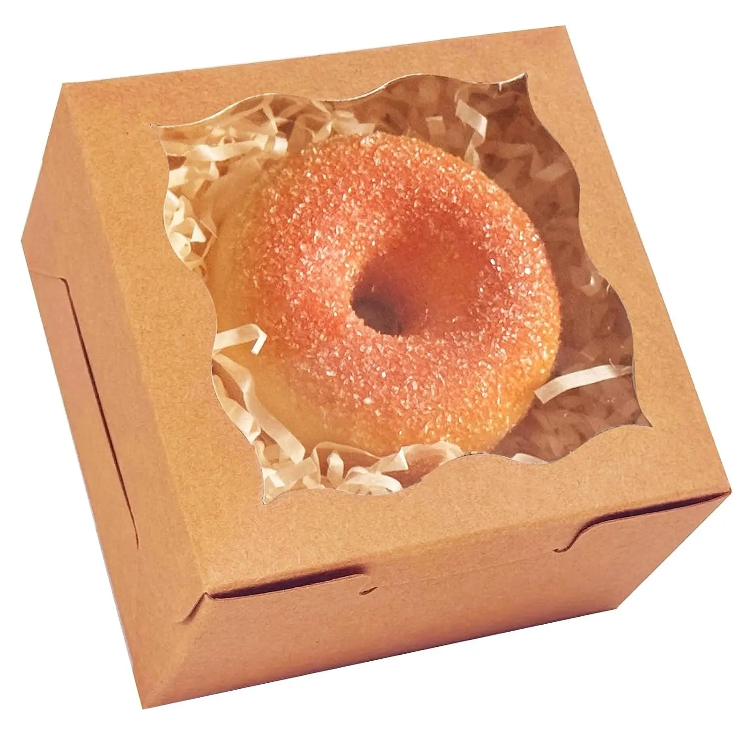 Brown Bakery Boxes with Window 4x4x2.5 Inch - 30 Pack Small Pastry Boxes for Macaron, Donut, Cookies, Party FavorsGift