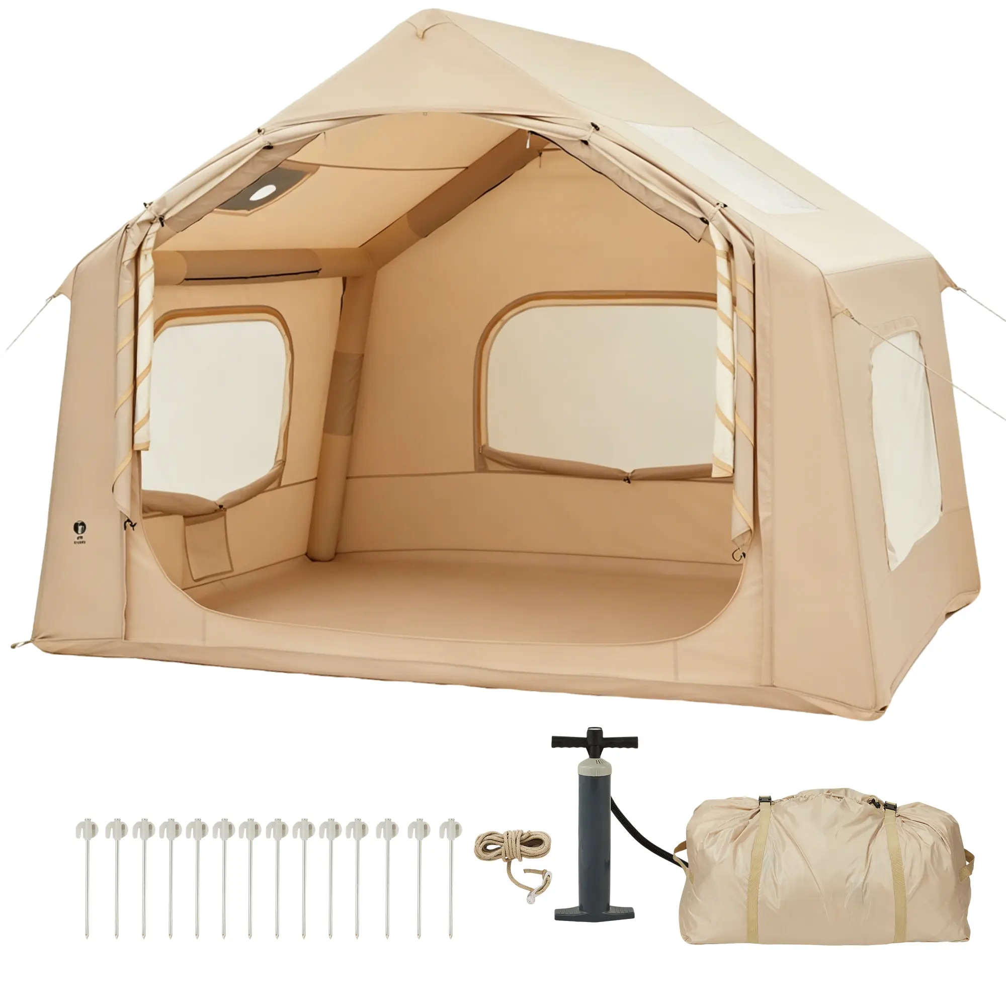 Large Inflatable Family Camping Tent – Shelter for 4-6 Adults – Portable & Waterproof – Easy Quick Setup with Hand Pump – Weather-Resistant for Hiking & Camping