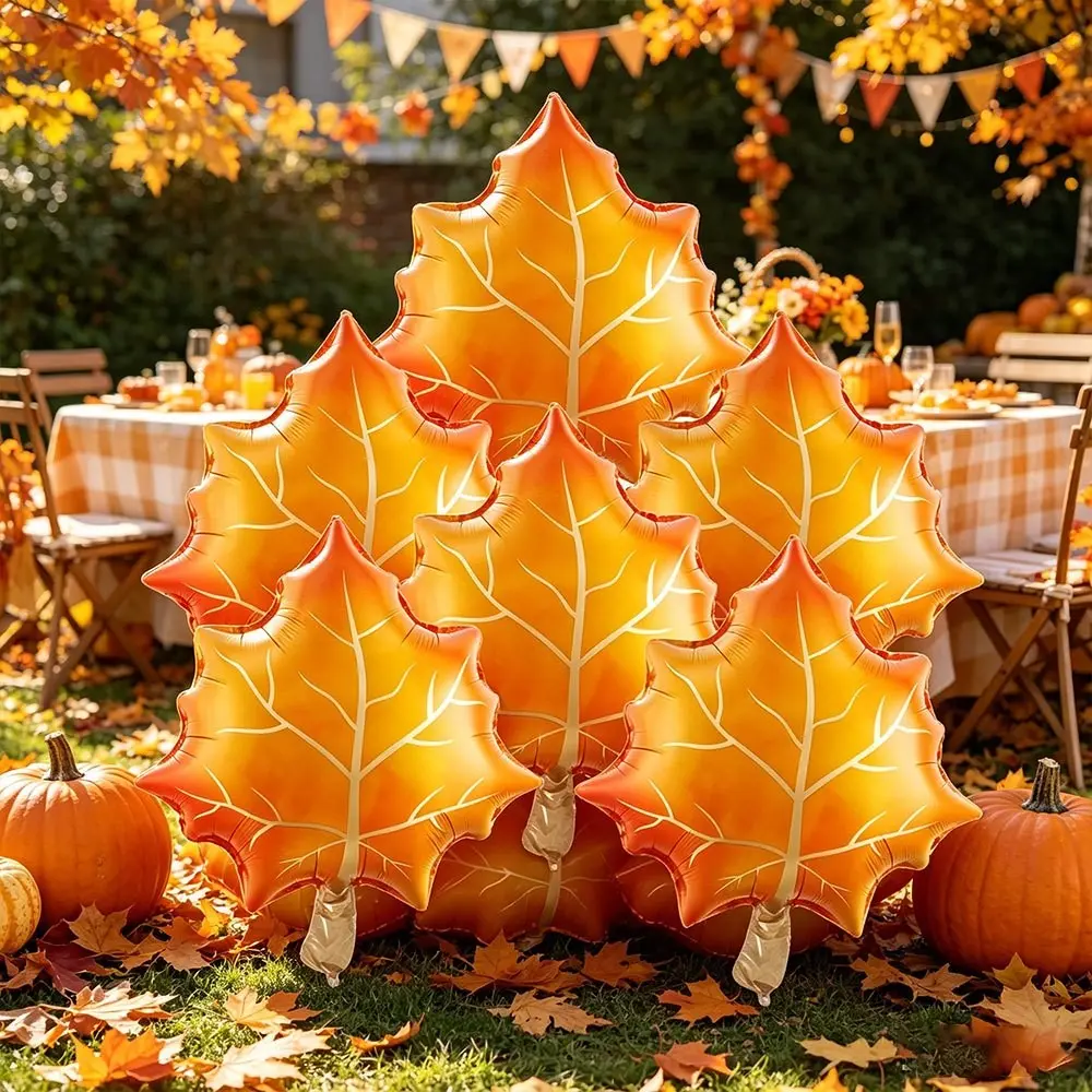 7-Piece Party Balloon Set with Ribbons, Perfect for Birthday, Fall Theme, Harvest Festival, Thanksgiving Decorations, Ideal Party Supplies