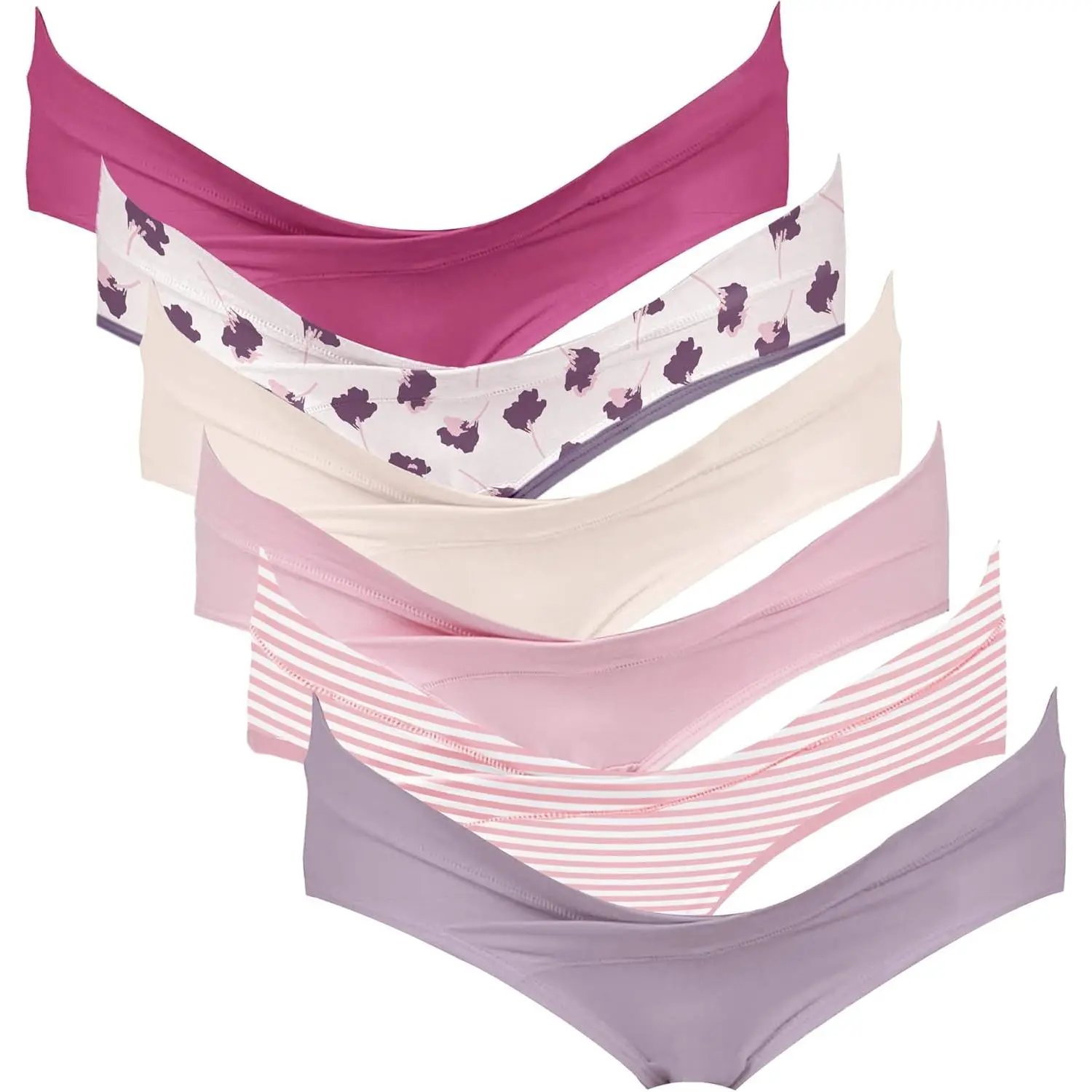 Women's Cotton Supportive Brief Maternity Panty - 3-pk Basics, Under-Bump Fit, 5% Spandex, Breathable, Floral, for Prenatal & Postpartum Use