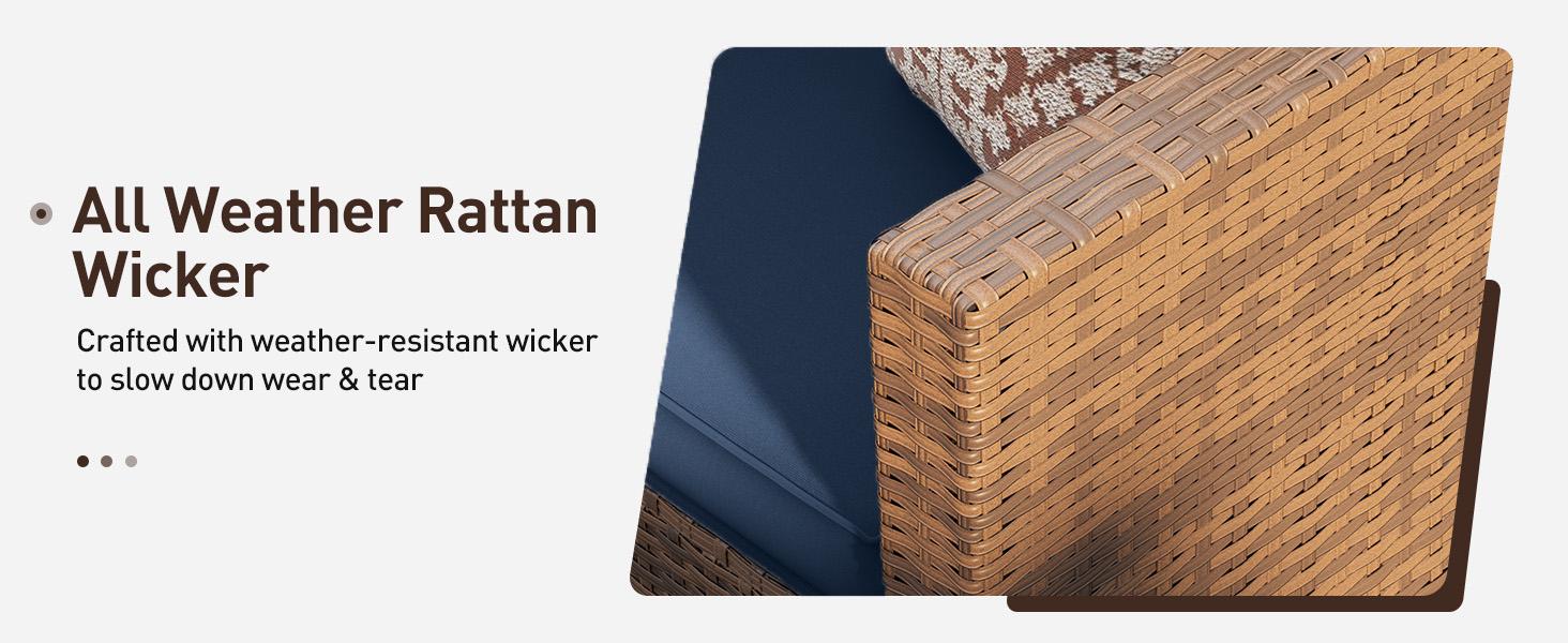 【3/4 packages delivery】UDPATIO Modern Outdoor Wicker Sofa Set, fire pittable Rattan Wicker Outdoor Sectional Set with Rocking Swivel Chairs, PE Rattan Outdoor Sofa Set with Storage Table and Waterproof Covers for Backyard, Deck, Porch SpringGardening