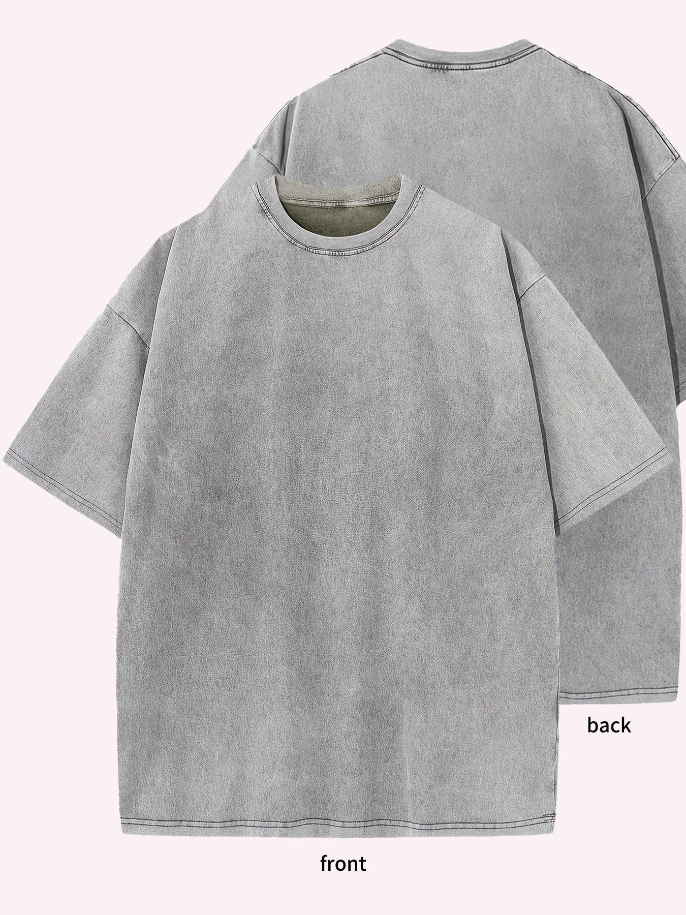 Men's Retro Style Washed Distressed Crew Neck Tee, Regular Fit Casual Comfy Short Sleeve Round Neck T-shirt for Fashion Men's Top, Menswear