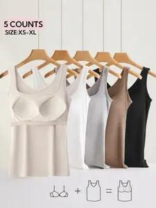 Women's Seamless Two-In-One Braided Tank Top, Breathable Comfortable Elastic Fabric, Soft Innerwear, Casual Daily Wear, All Seasons