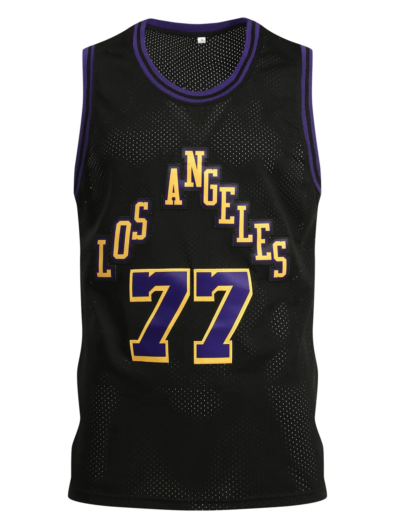 Men's 77 Black Basketball Jersey, Embroidered Sports Wear, Casual Short Sleeve Tank Top, Fitted Long Clothing, H Type Pattern, Casual Sporty Top