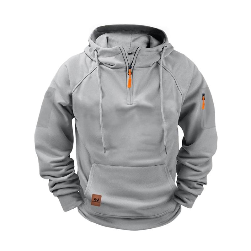 Men's Half-Zip Pullover Hoodie - Soft Cotton-Blend Fleece, Kangaroo Pocket, Drawstring Hood, Relaxed Fit, Reinforced Stitching SpringStatements