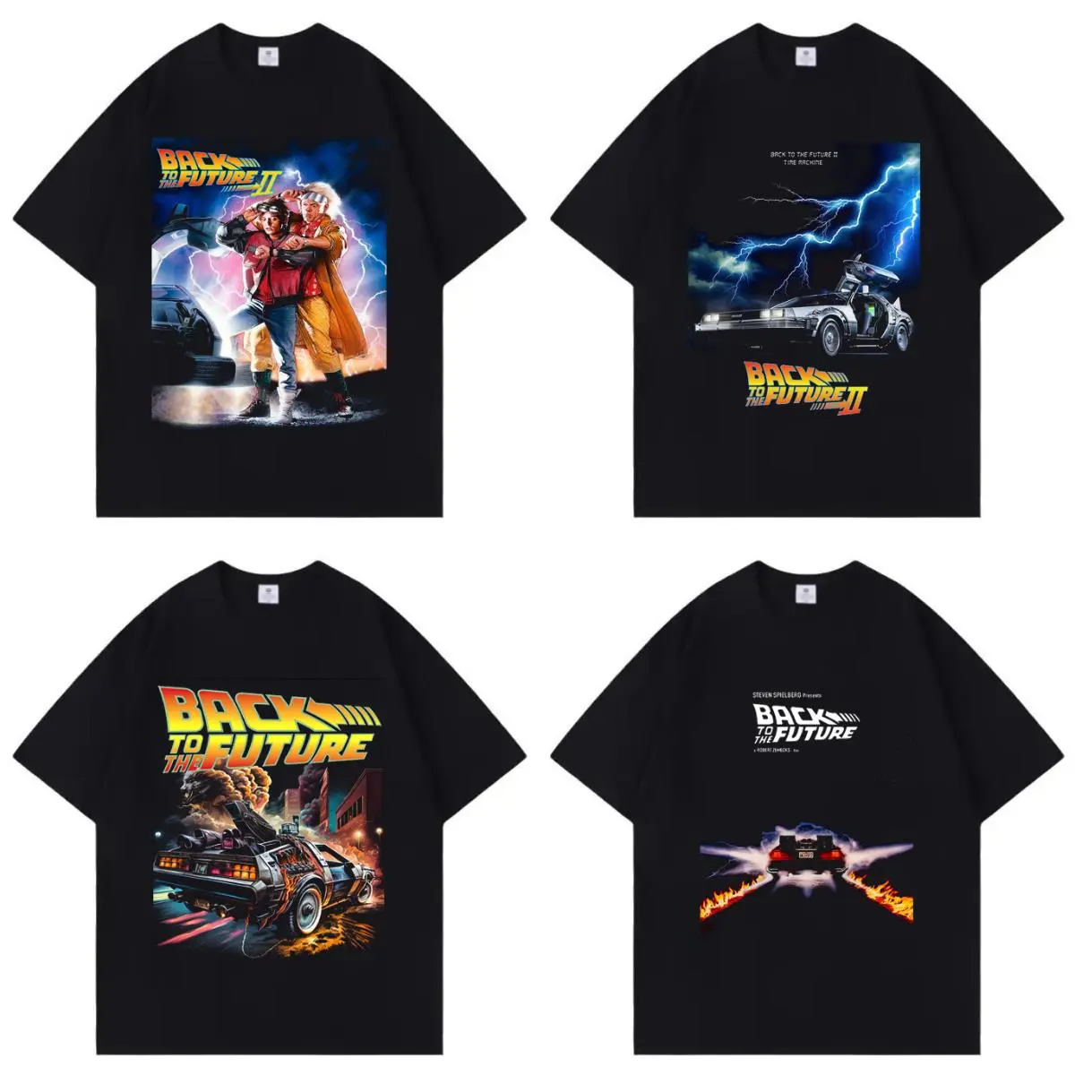 Fashion Retro Back to the Future Oversized Cool Colorful Vintage Streetwear Crew Neck Pure Cotton Soft T-shirt Women Men Unisex Summer Comfortable and Stylish Items Holiday Gifts Father's Day