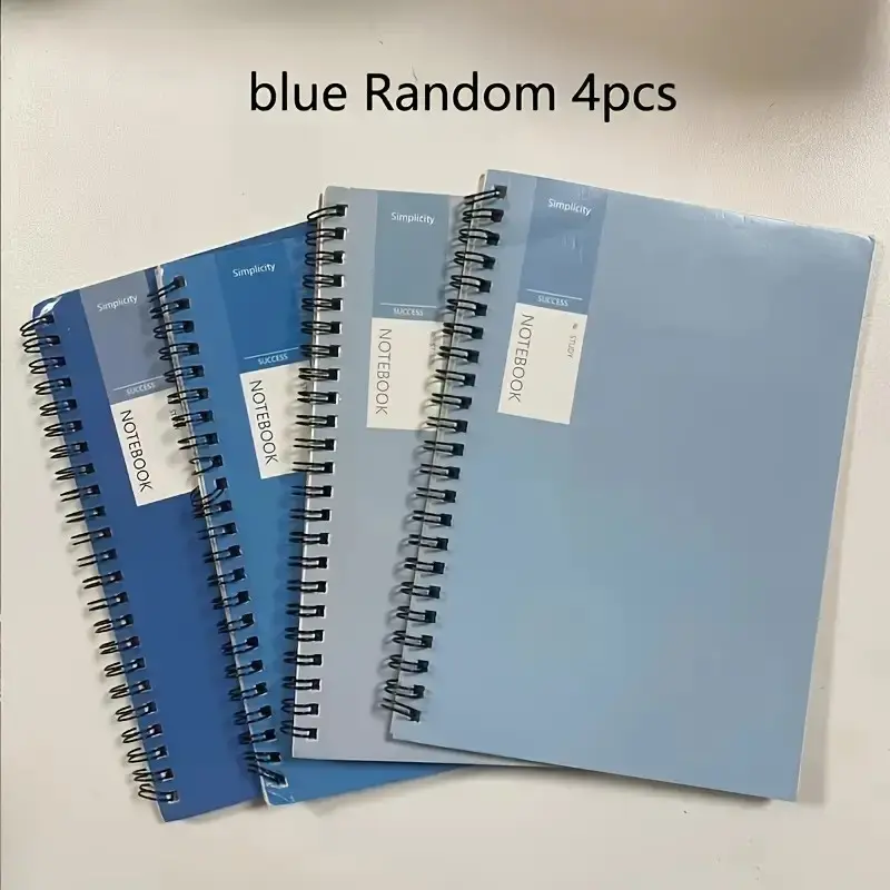 4pcs A5 Spiral Notebooks, Durable Soft Cover, Diary Book, Ledger, Notebook, Dual Wire Binding, Spiral Bound Notebook, Spiral Coil Notebook, Ideal for Students, Office, Professionals, Spiral Notebook Journal, Notebook for Work