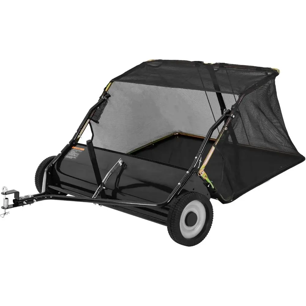 42" Tow Behind Lawn Sweeper | 14 cu. ft. Large Pull Behind Leaf & Grass Collector with Easy Dump Rope, Heavy Duty Yard Sweeper for Riding Mower