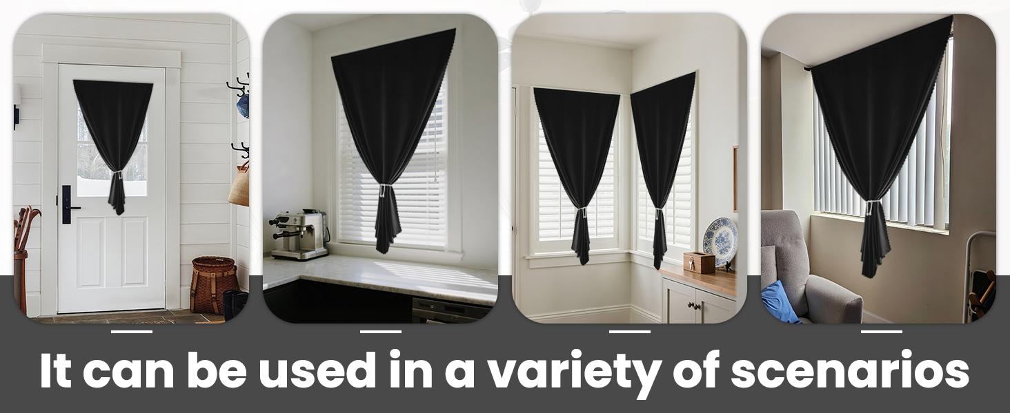 Autohesion Curtains for Windows,Bedroom Blackout Curtains for - Thermal Lnsulated No Drill Curtains Room Darkening Black Small Drapes, JILRON,(1 Panels,35Wx48L inch-Black)